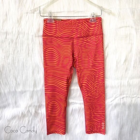 🆕Reebok Skinny Orange Wave Capris - Picture 1 of 4
